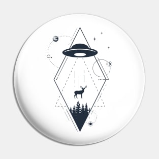 UFO. Double Exposure. Geometric Style Pin