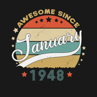 Awesome Since january 1948 Birthday Retro Sunset Vintage Funny Gift For Birthday T-Shirt