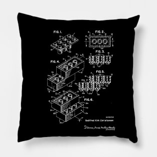 Toy Building Brick Vintage Patent Drawing Pillow