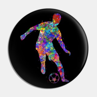 Soccer player watercolor art Pin