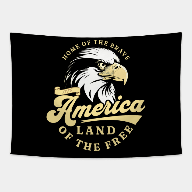 Home Of The Brave 4th Of July Usa Tapestry by DigitalNerd