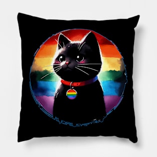 Pride LGBTQ Trans Cute Black Cat Pillow