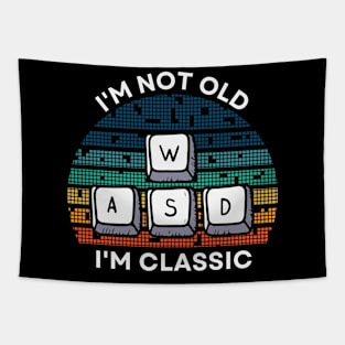 I'm not old, I'm Classic | WASD | Retro Hardware | Vintage Sunset | '80s '90s Video Gaming Tapestry