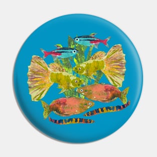 Tropical Fish Swimming Guppy Group Pin