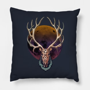 Full Moon Reindeer Skull Pillow