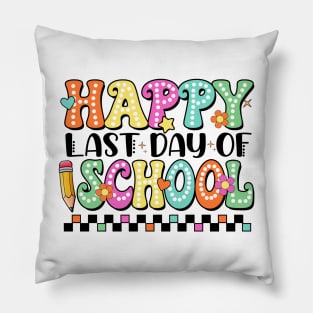 Groovy Happy Last Day Of School Teacher Student Graduation Pillow