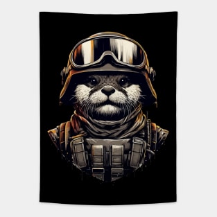 Otter Soldier in Helmet Tapestry