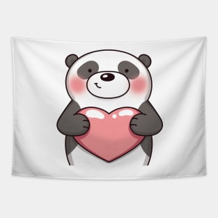 Panda with heart Tapestry