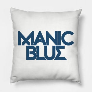 Manic Blue Stacked Text Logo (Blue) Pillow