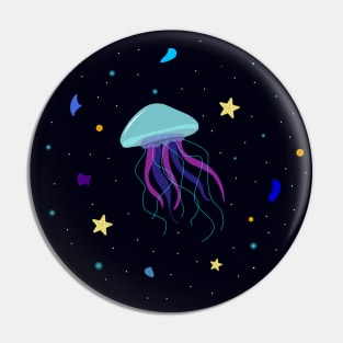 Light blue Jelly Fish in dark ocean artwork, deep ocean creatures , star fish , sparky ocean jelly fish , sea rocks Pin