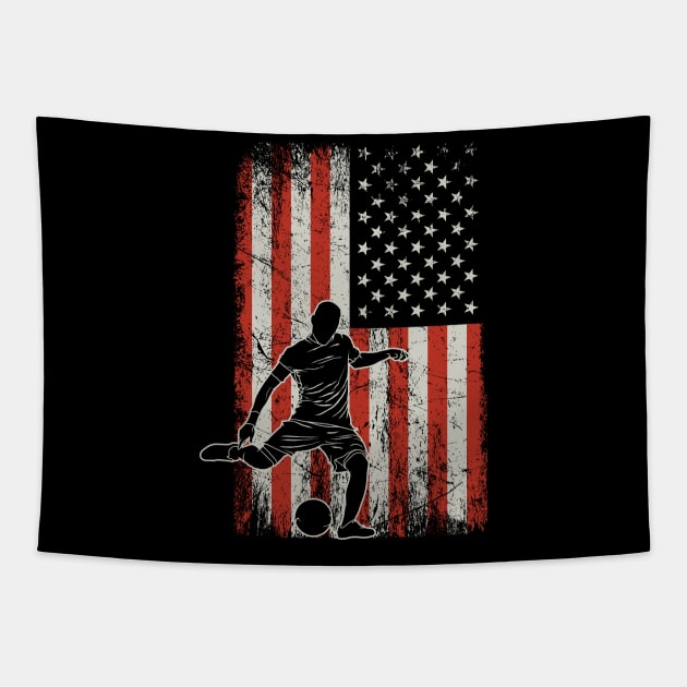 USA Flag Soccer Player Tapestry by ryanjaycruz