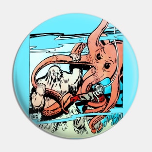 Monster Octopus Giant Marine Adventure Fantasy Pin