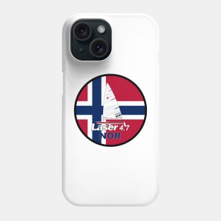 laser class sailboat on flag Norway Phone Case