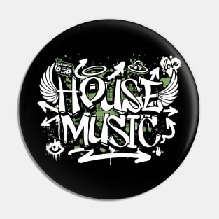 HOUSE MUSIC  - Graffiti Steez (Army Green/White) Pin