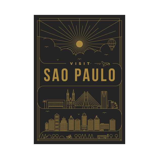 Sao Paulo Minimal Lineal Poster by kursatunsal