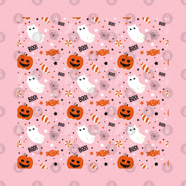 Halloween cute orange pattern by Saya Raven