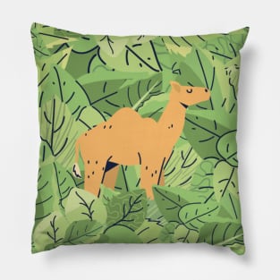 Camel in Leaves Pillow