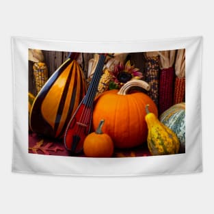 Pocket Violin And Pumpkins Tapestry