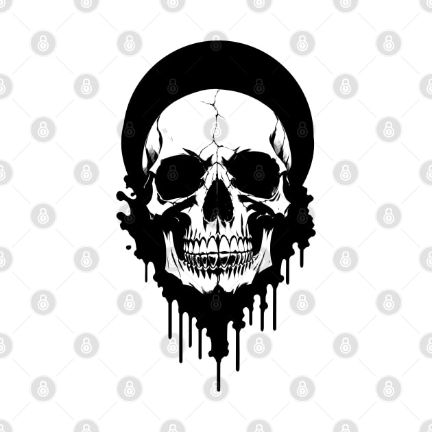 Black and White Skull Ink Art by DeathAnarchy