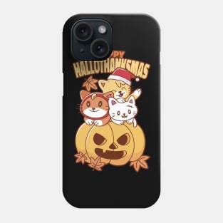 Festive Feline Trio Cheer Phone Case