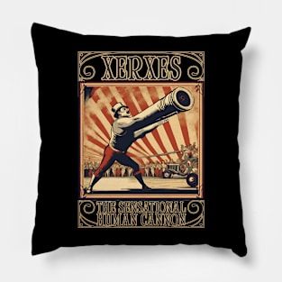 Vintage circus performer strong man human cannonball Pillow