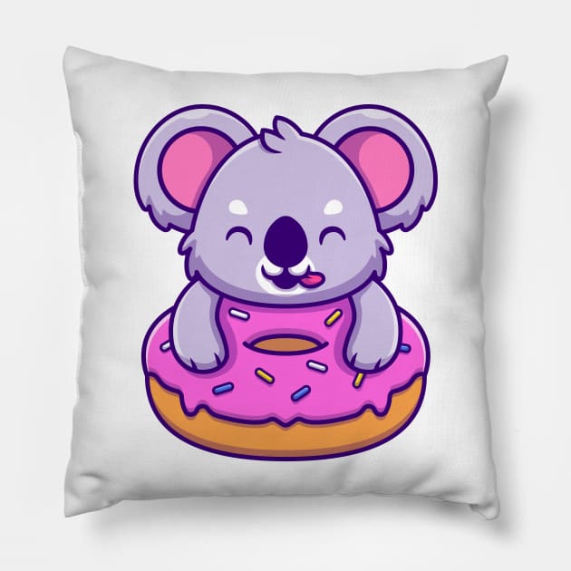 Cute Koala Eating Donut Pillow by Catalyst Labs