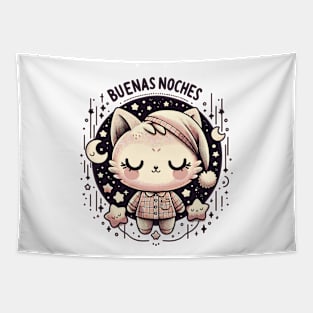 Starry Night Kawaii Cat Tapestry