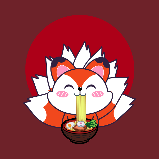 fox eating ramen by GP SHOP