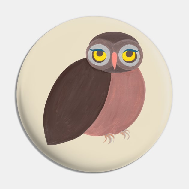 Brown Chubby Owl Pin by estudioanzol