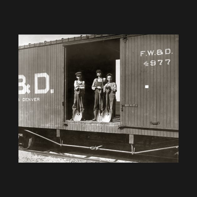 Boys Working on Railroad Car, 1910. Vintage Photo by historyphoto