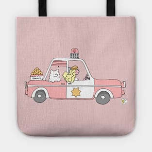 Pink police car Tote