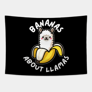 Bananas About Llamas: Funny Graphic with a Llama Pun Saying Tapestry