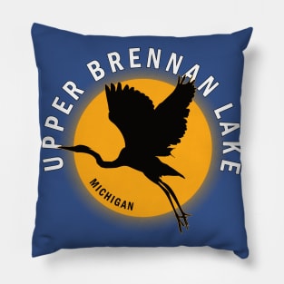 Upper Brennan Lake in Michigan Heron Sunrise Pillow