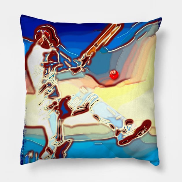 World Cup Cricket Batsman Blur Pillow by FasBytes