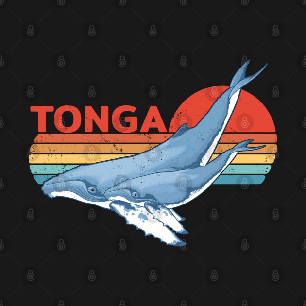 Humpback Whale Kingdom of Tonga Vintage Travel Design by NicGrayTees