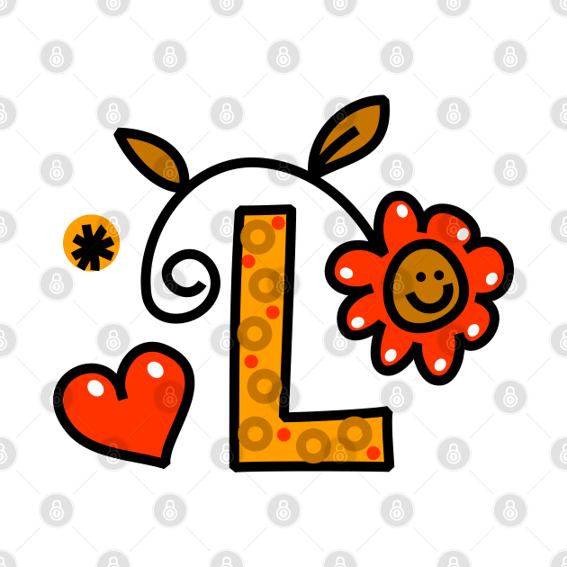 Letter L abc monogram hand drawn colorful alphabet by funwithletters