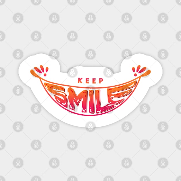 Typography keep smiling form smile silhouette Magnet by Edimas Creative