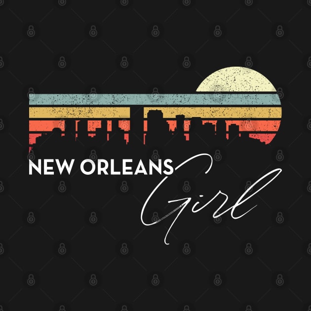 New Orleans Girl Retro Sunset City Skyline Souvenir by grendelfly73
