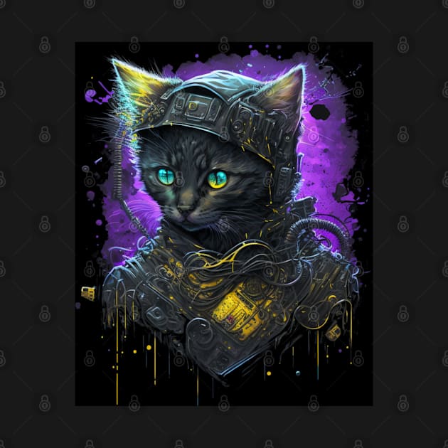 Cyberpunk cat kitten robot by SJG-digital