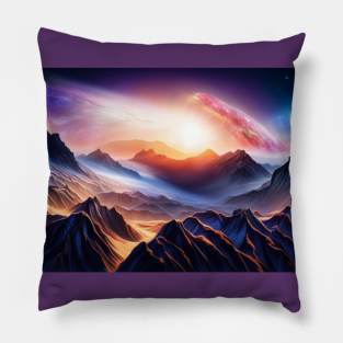 Wavy Rock planet sunset in space Pillow