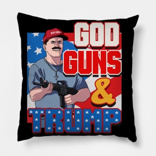 God Guns and Trump Proud American Pillow