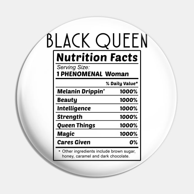 Black Queen Nutrition Facts Pin by Andreeastore  