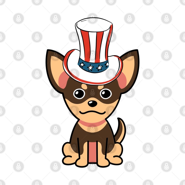 Funny small dog is wearing uncle sam hat by Pet Station