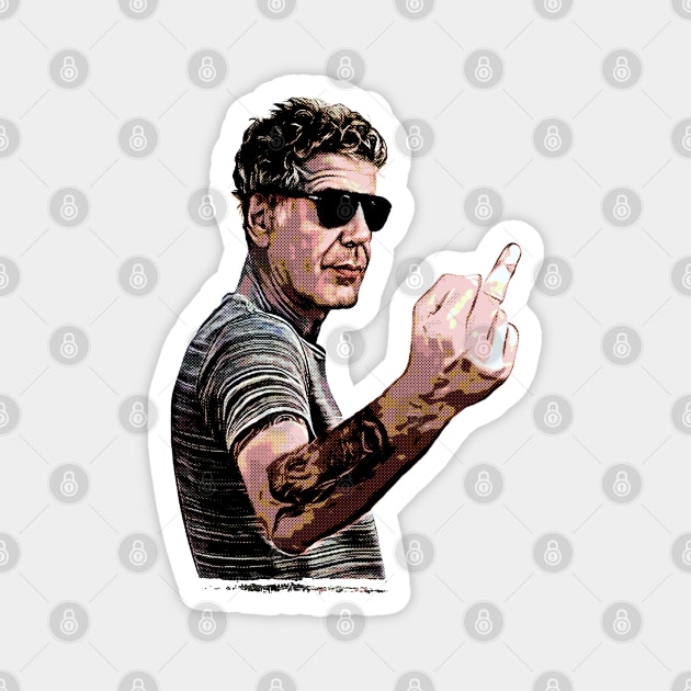 Anthony Bourdain Vintage - Middle Finger Magnet by Mr.FansArt