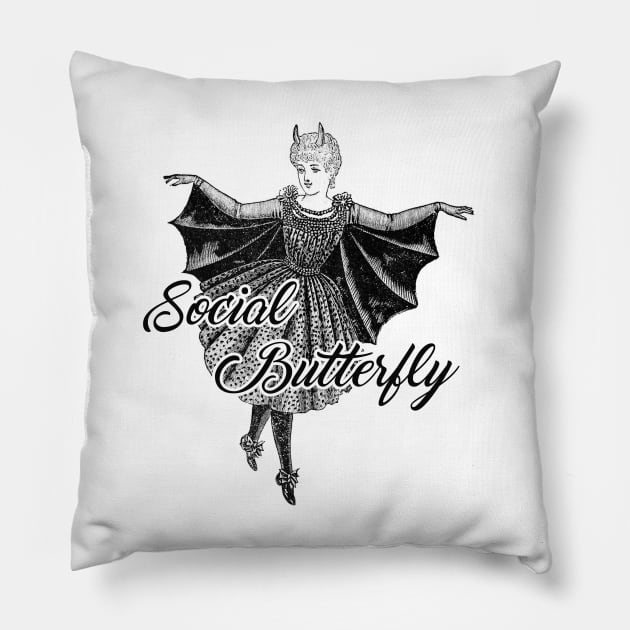 Gothic Social Butterfly Pillow by karutees