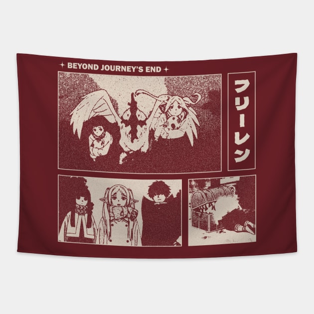 Frieren Beyond Journeys End Gloomy Halftone Fanart Design Tapestry by Gloomeeey