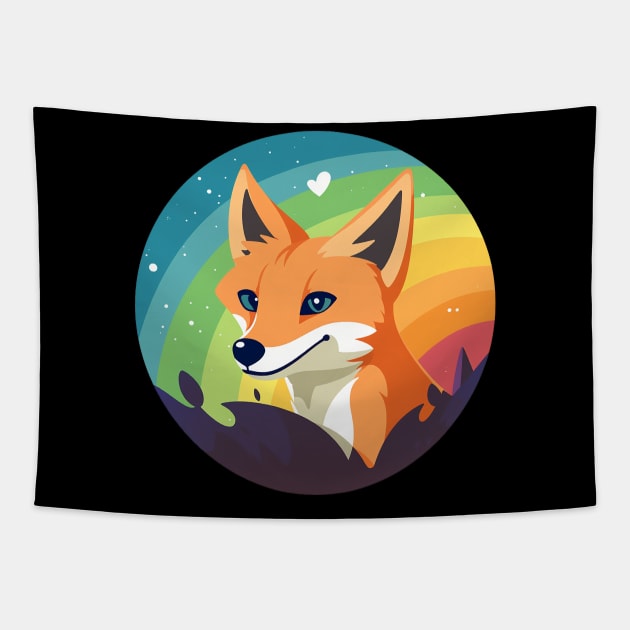 Pride Fox - Cute LGBTQ Gay Pride Tapestry by RichieDuprey