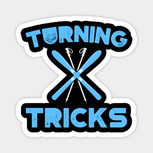 Turning Tricks, Skis and poles, Slalom skiing, skiing, winter vacation Magnet