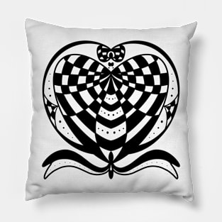 Dimensional heart Geometry made from black color isolated on white background Pillow