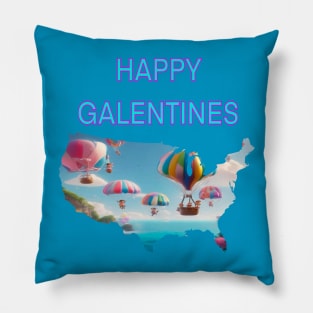 Happy Galentines parachutes and balloons Pillow